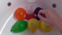 Peppa Pig Face Wet Balloons Colors - TOP Learn Colours Balloon Finger Family Nursery Collec
