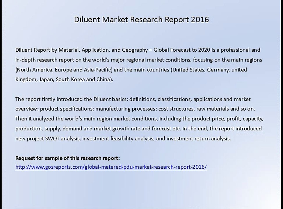 Diluent Market Research Report 2016