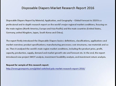 Disposable Diapers Market Research Report 2016