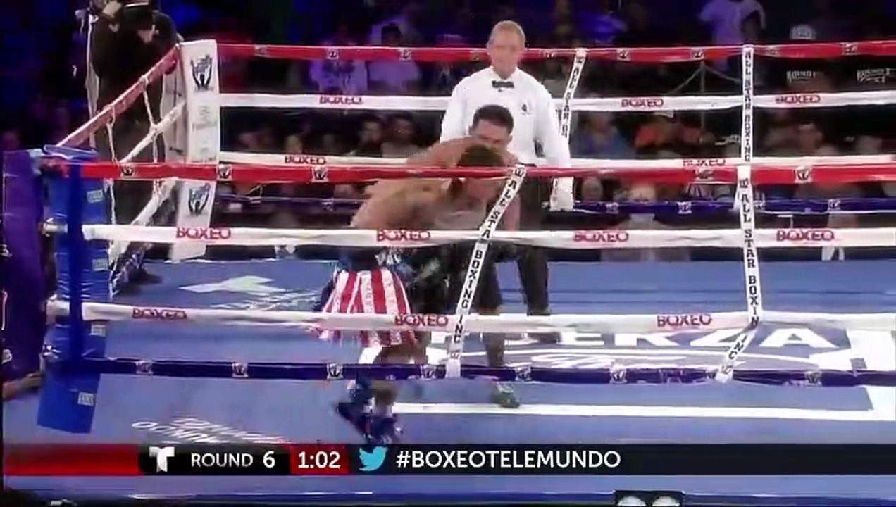 Un spectateur vient en aide son boxeur favori qui recevait de violents coups de la part de son adversaire, il monte alor
