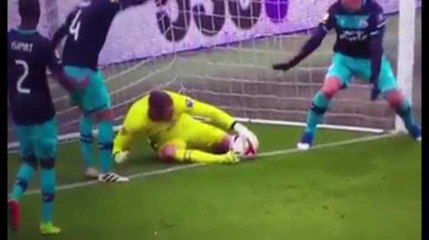 Ce gardien se rentre le ballon tout seul dans le but...