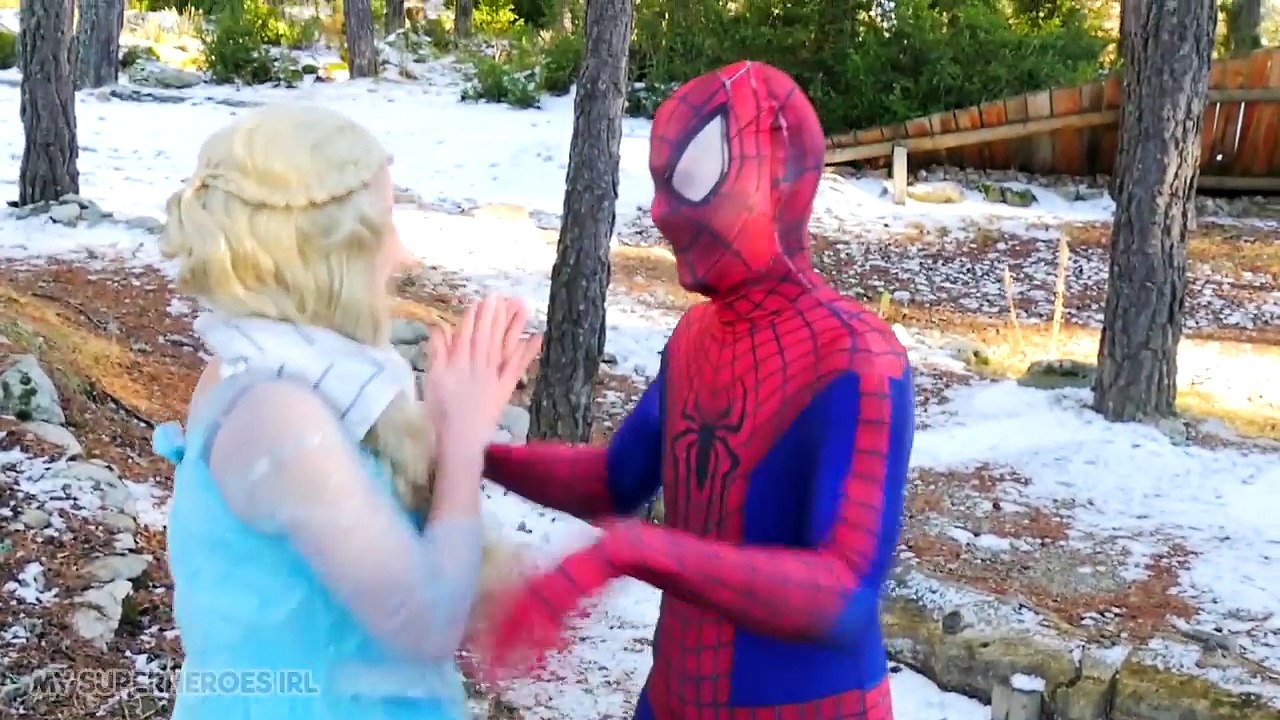 Spiderman vs Frozen Elsa vs Zombie Spiderman! Fun Superhero Movie with Elsa in Real Life!