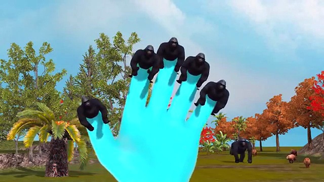 Animación en 3D de Colores Gorila Dedo de la familia de Animales de Dinosaurios Daddy Dedo de la familia Rimas para