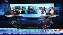 Decenas de personas protestan frente a la Casa Blanca por nuevo veto migratorio de Donald Trump