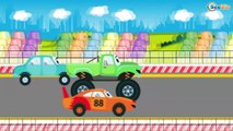 Car Cartoons for kids. Racing Car with Monster Truck Race. Trucks on the beach. All the series