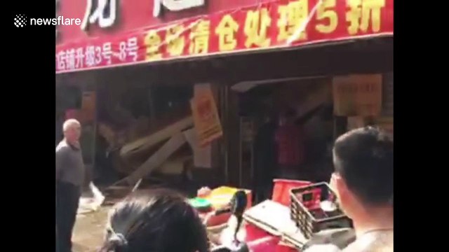 Supermarket collapses in China injuring two
