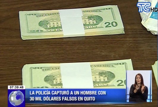 La policía capturó a un hombre con 30 mil dólares falsos en Quito