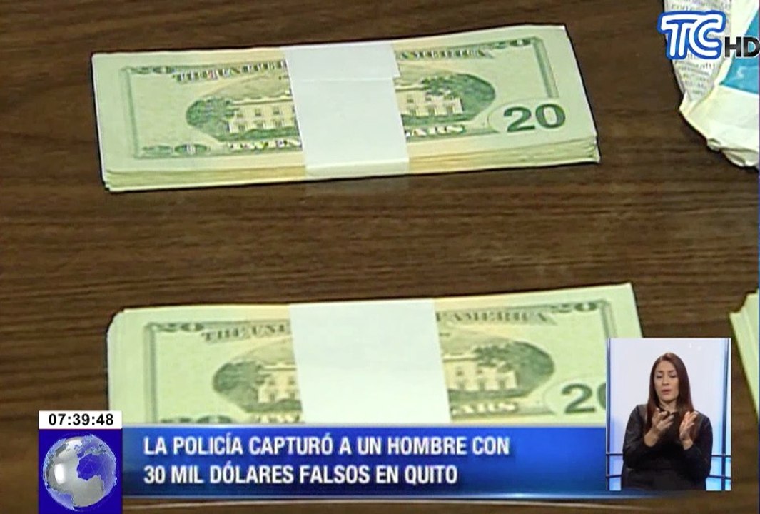 La policía capturó a un hombre con 30 mil dólares falsos en Quito