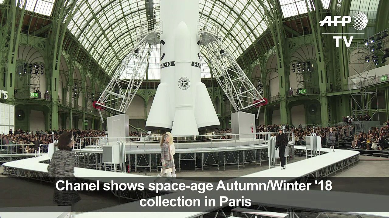 Space-age Chanel show lifts off at Grand Palais in Paris - video
