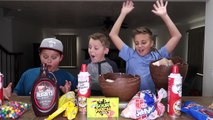 Chocolate Surprise Egg Giant Ice Cream Sundae Challenge! Kids Eat Real Food - Candy Challenges!-QsEbid4Pn4A