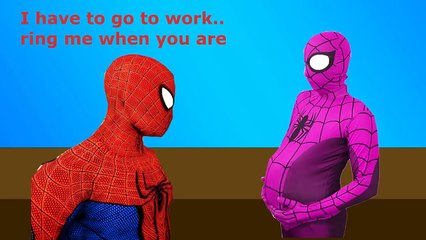 PREGNANT PINK SPIDERGIRL VS SPIDERMAN DELIVERS SPIDERBABY QUINTUPLETS w/ ELSA SUPERHERO FU