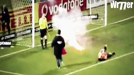 Throwing Fireworks At Players & Referee
