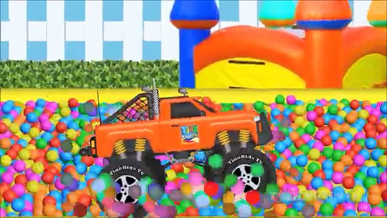 Learn Colors | Monster Truck Ball Pit Show Surprise Eggs : Video for Kids