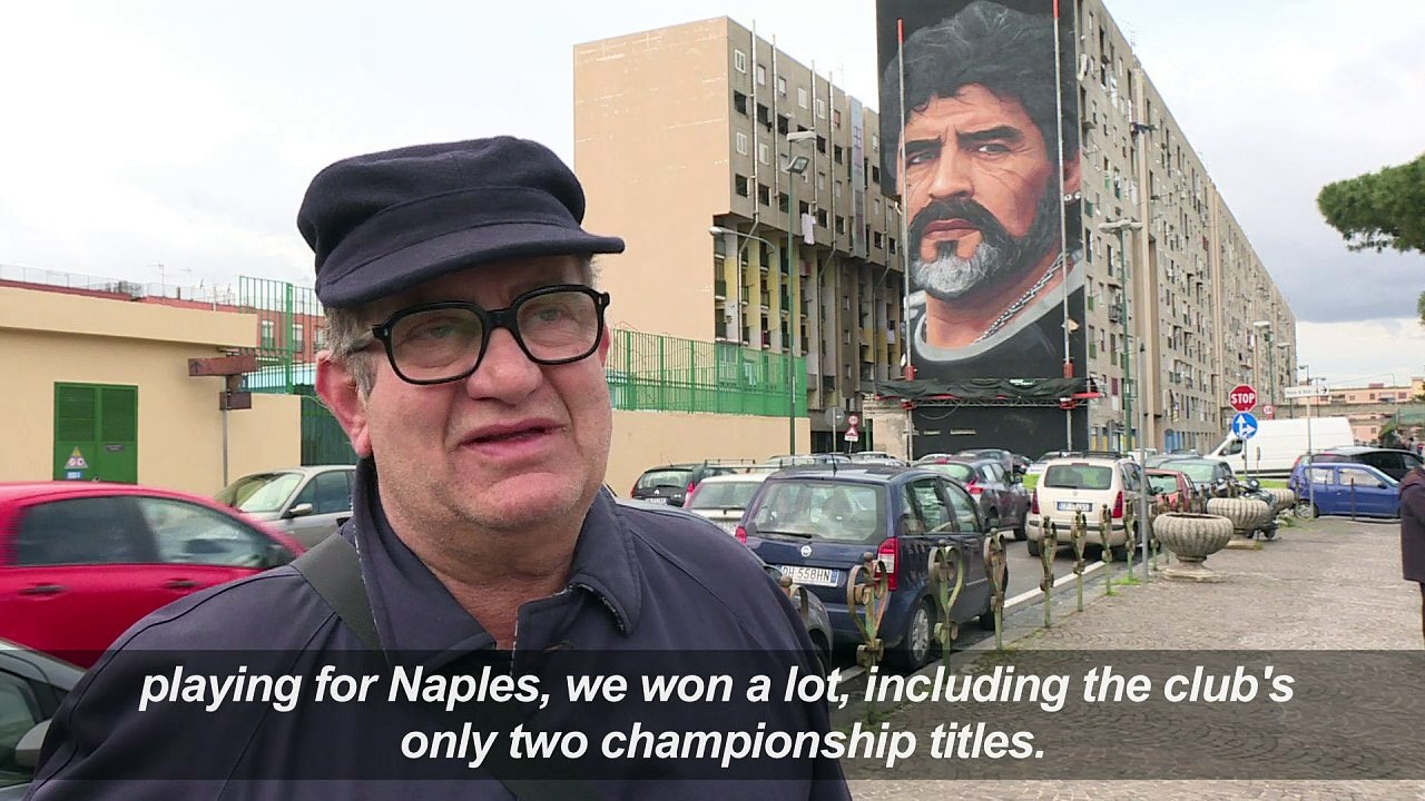Large Maradona mural painted on Naples building
