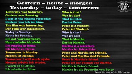 Learn German Fast: Yesterday, Today, Tomorrow