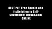 BEST PDF  Free Speech and its Relation to Self-Government [DOWNLOAD] ONLINE