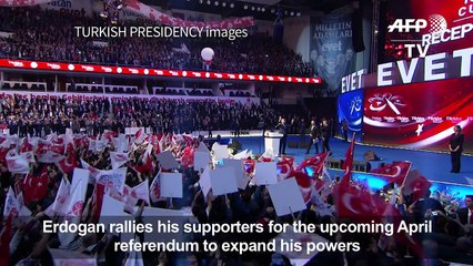 Turkey's Erdogan holds rally on expanding powers