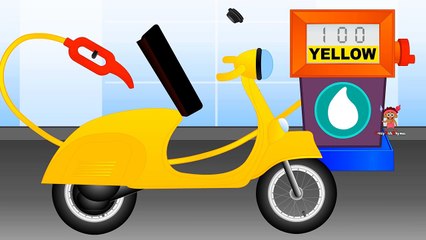 Learn Colours with Vehicles Petrol Bunk, Learn Colors with Liquid Slime Educational Learning Video