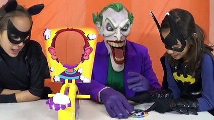 PINK SPIDERGIRL VS JOKER GIRL PIE FACE CHALLENGE Real life Superhero Kids TOYS TO SEE