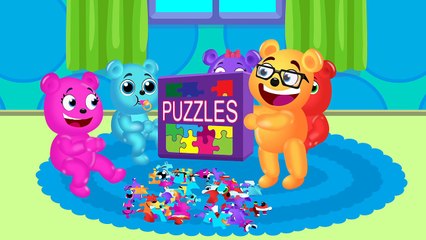 Mega Gummy Bear Stupid in Classroom! Finger Family Nursery Rhymes for Kids