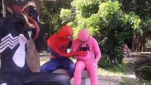 Venom Spiderman vs elsa No smoking in the public Pink Spidergirl fun superheroes in real life-fikt