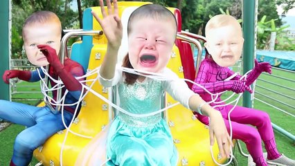 Everybody Tied Up!! w_Baby Elsa, Baby Spidergirl, Baby Spiderman & Baby Iron Man vs Joker
