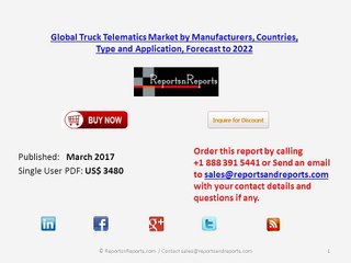 Worldwide Truck Telematics Market by 2022 Analyzed in  New Report