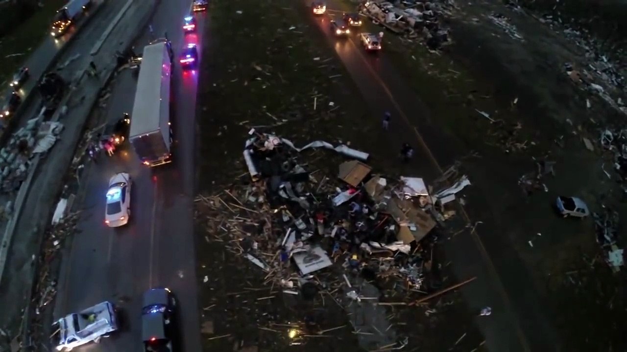 Arkansas Tornado Damage Aerial Video 4-27-2014