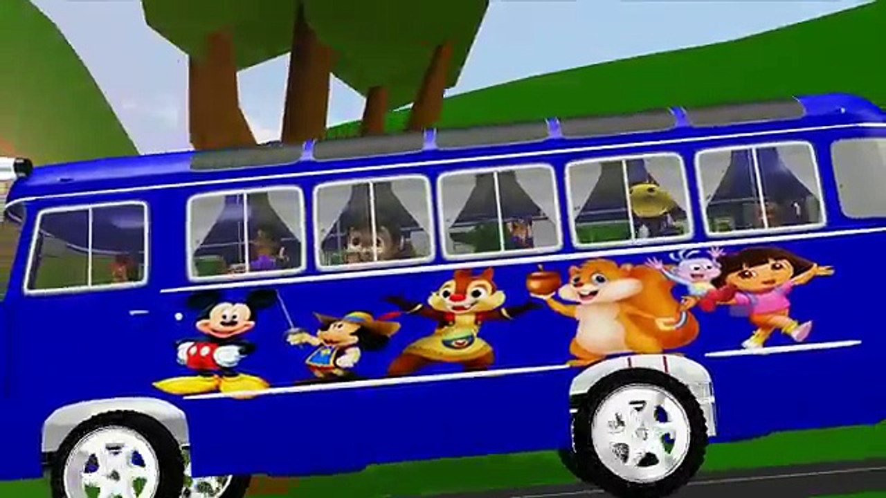 Mickey Mouse Cartoons 3D Wheels On The Bus Go Round And Round Nursery Rhymes Animated