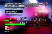 Encuesta 24: 83.3% cree injustificado que congresistas cobren gastos de instalación