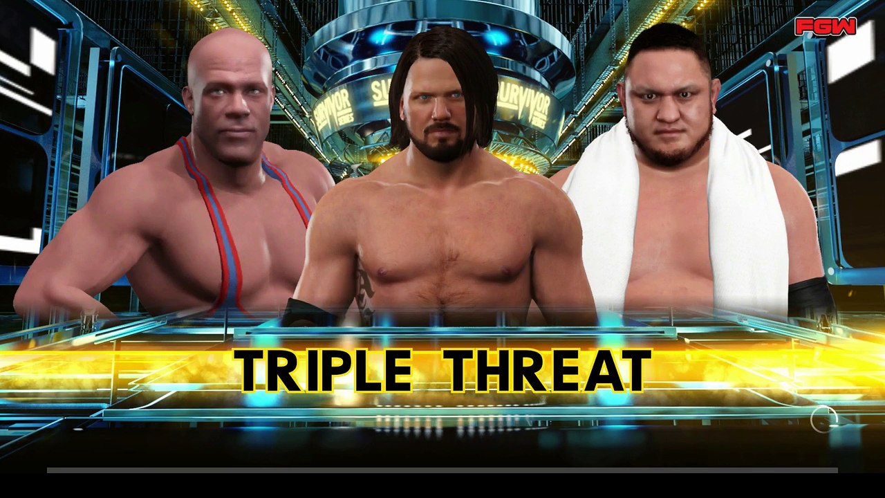 WWE 2K17 AJ Styles Vs Kurt Angle Vs Samoa Joe