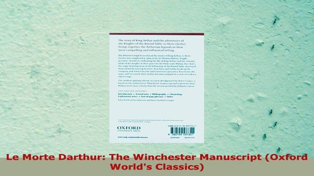 READ ONLINE Le Morte Darthur The Winchester Manuscript Oxford Worlds Classics