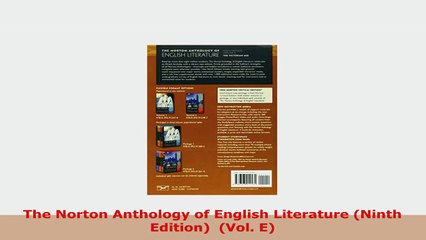READ ONLINE  The Norton Anthology of English Literature Ninth Edition  Vol E