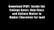 Download [PDF]  Inside the College Gates: How Class and Culture Matter in Higher Education For Ipad
