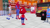 SpiderBaby Grocery Shopping Cart Steals Lollipops Police Frozen Elsa Hulk Spiderman Go To