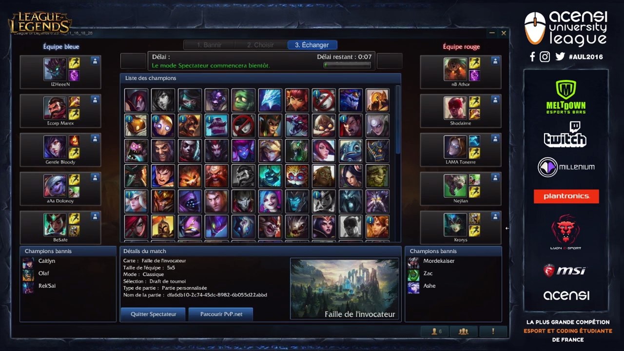 Demi Finale #2 Game 3 - League of Legends - AUL 2016