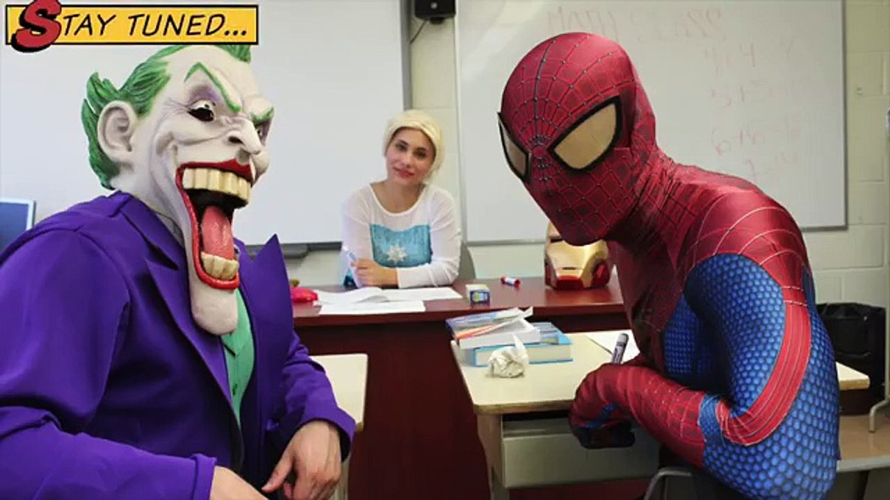 Superheroes Go Back to School TRAILER - In real life - Spiderman & Frozen Elsa vs Joker!