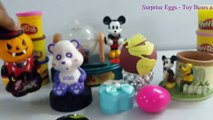 Play Doh - Surprise Eggs - Toy Bears and Merry Halloween, Mickey Mouse and Necklace in Heart box