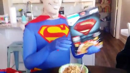 EATING BATMAN V SUPERMAN DAWN OF JUSTICE CEREAL AND JUSTICE LEAGUE POPTARTS Kids Video by