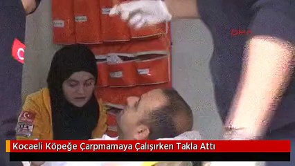 Kocaeli Köpeğe Çarpmamaya Çalışırken Takla Attı