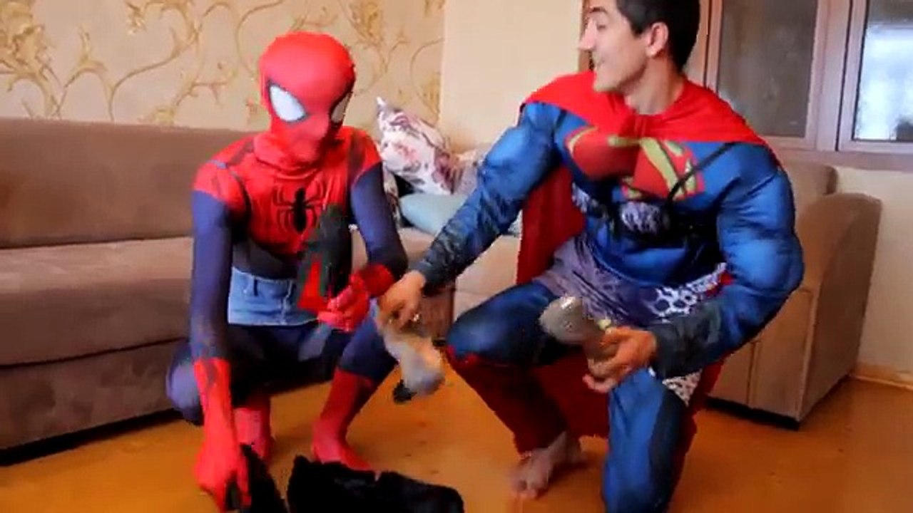 Spiderman & Frozen Elsa Get a PINOCCHIO NOSE! w/ Pink Spidergirl vs Joker, Superman & Hulk, Candy :)
