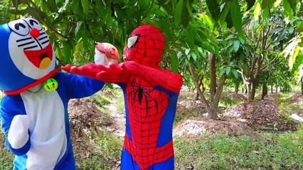 Spiderman turned into a zombie Vs Mickey & Draemon W Frozen elsa, joker, ghost, Superhero