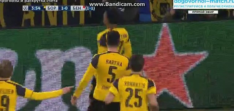 1-0 Pierre-Emerick Aubameyang Great Goal HD - Borussia Dortmund vs Benfica - Champions League - 08 03 2017