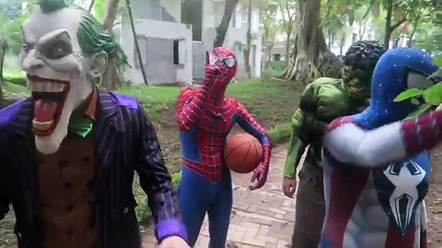 Spiderman SAW Bumblebee Transformer in real life! Superheroes fun Joker Hulk Yellow Spider