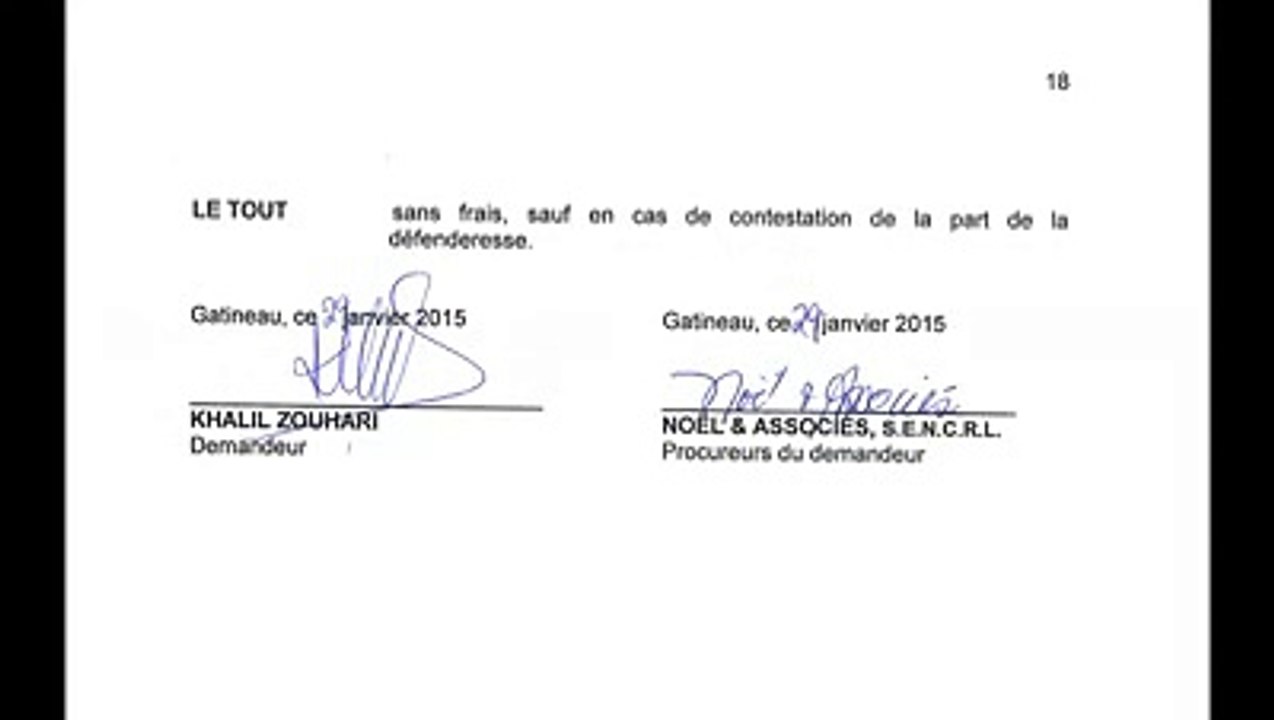 Preuves de divorce Un (1). La requête Introductive du divorce du 29 janvier 2015.