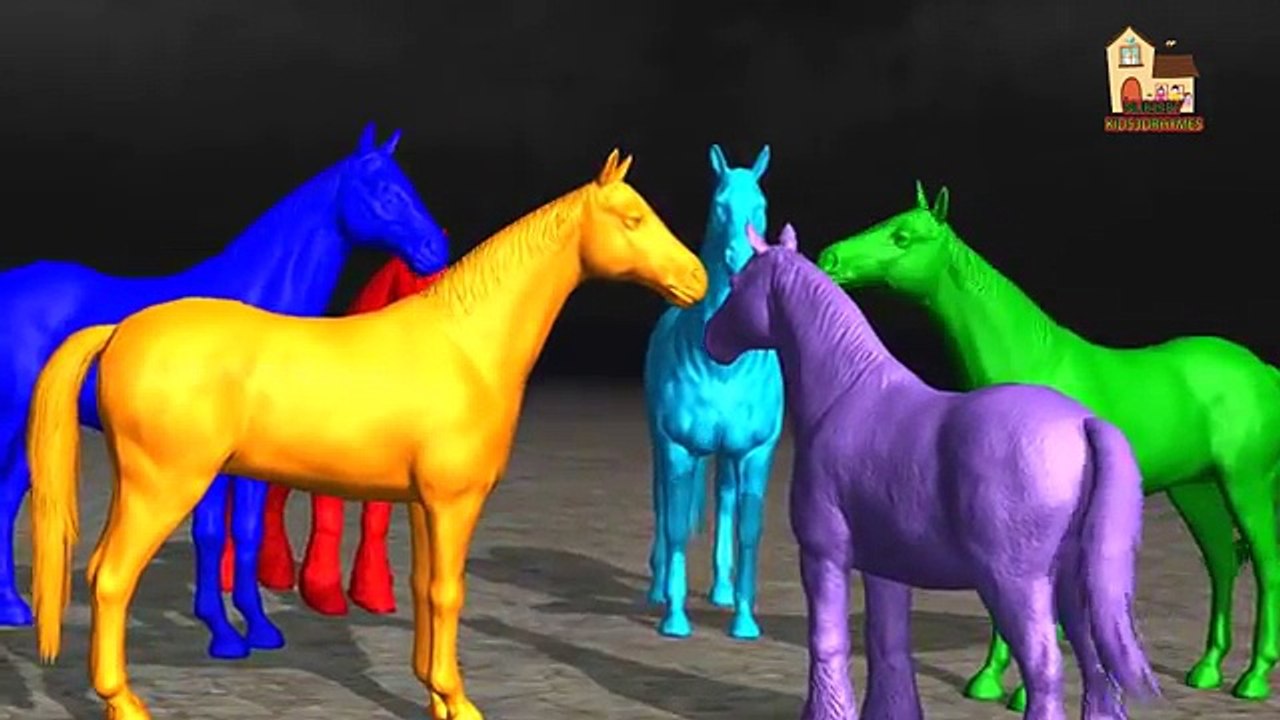 Learn Horse Colourful Colour Song For 3D Rhymes 3D Animals Nursery Rhymes
