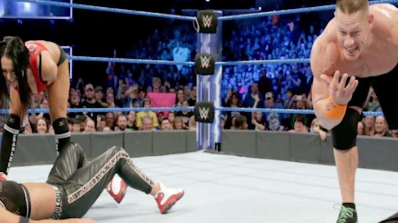John Cena and Nikki Bella Do a DOUBLE Five-Knuckle Shuffle on WWE Smackdown
