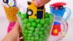 Learn Colors with Blender Candy and Toy Vehicles Fire Truck Bus and Police Car