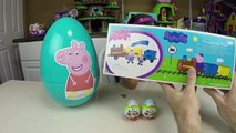 GIANT PEPPA PIG SURPRISE EGG   Grandpa Pigs Toy Train   2 Kinder Surprise Eggs Kids Toys Opening