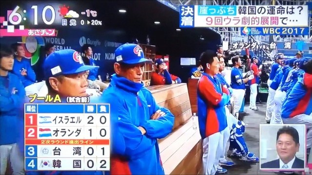 WBC　オランダ vs 台湾 キューバ vs 中国 170309